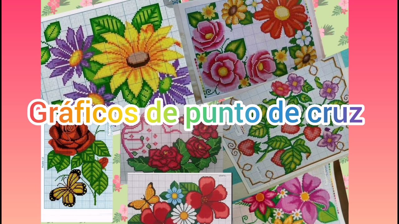 esquemas de flores grandes en punto de cruz