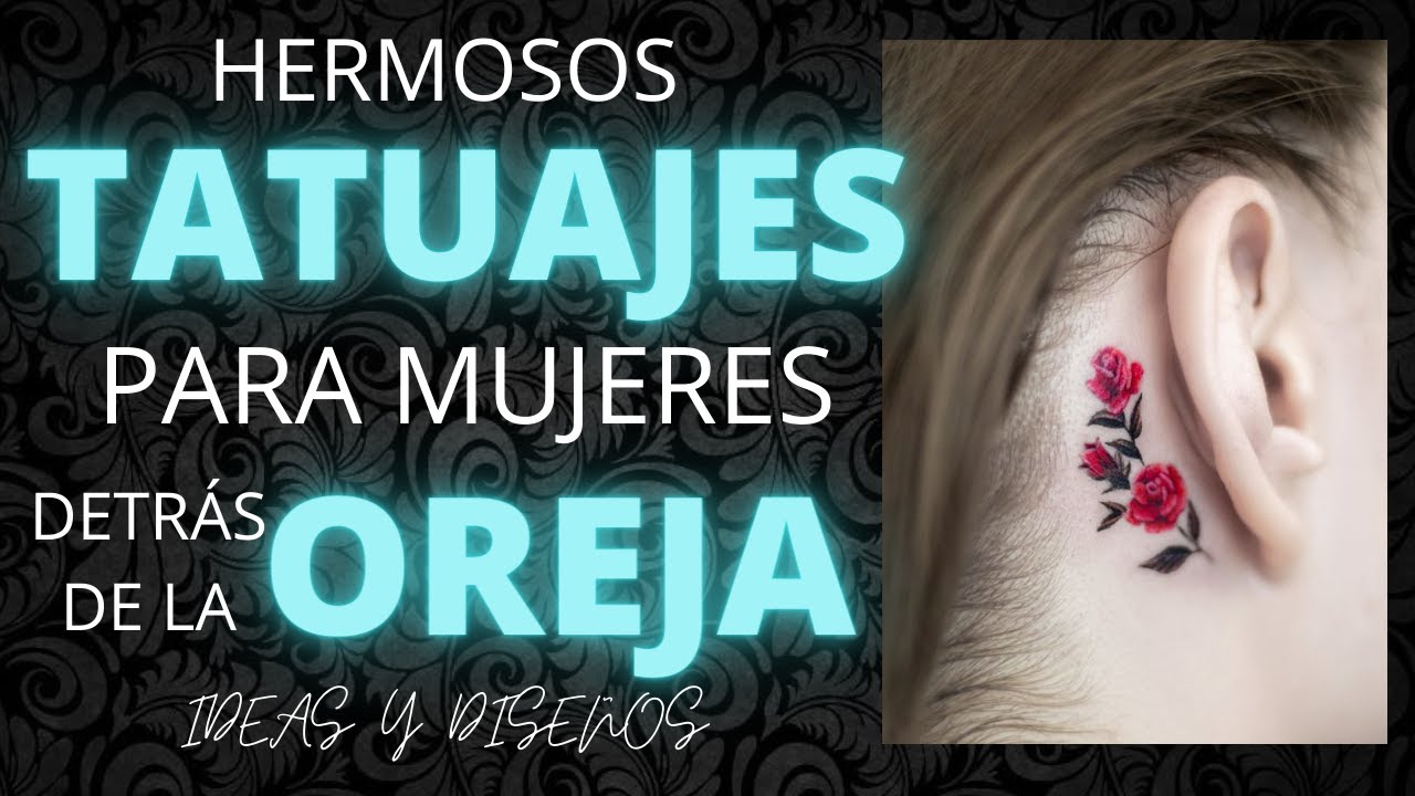 tatuaje para mujer detras de la oreja