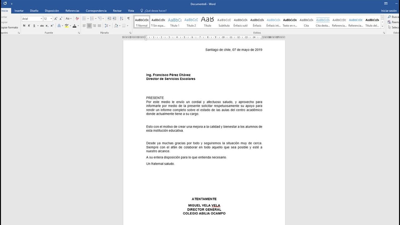 redaccion de carta formal de peticion